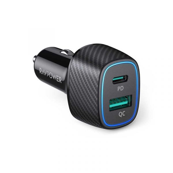 Choir Wrong May RAVPower Car Charger 48W Dual Port QC3.0 Car Charger, Black - RP-VC009