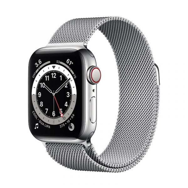 اليهودي مياه غازية أقفز للداخل  Apple Watch Series 6 GPS + Cellular, 44mm Silver Stainless Steel Case with  Silver Milanese Loop - M09E3AE/A