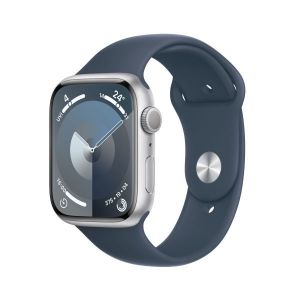 Apple Watch Series 9 GPS 45mm Silver Aluminium Case with Storm Blue Sport Band - M/L - MR9E3QA/A