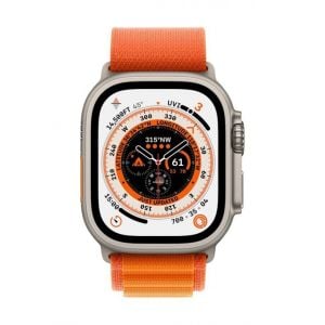 Apple Watch Ultra GPS+Cellular, 49mm Titanium Case with Orange Alpine Loop, Small - MNHH3AE/A