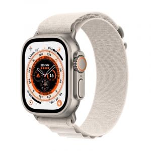 Apple Watch Ultra GPS+Cellular, 49mm Titanium Case with Starlight Alpine Loop, Small - MQFQ3AE/A