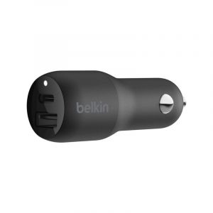 Belkin 32W PD Dual Standalone Car Charger, 20W USB-C&12W USB-A, Black - CCB003btBK