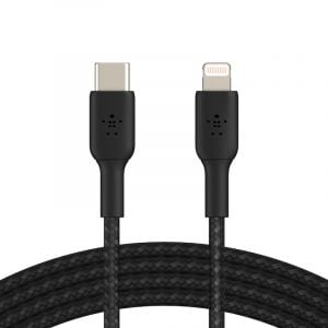 Belkin BOOST USB-C To Lightning Charge Cable, 1m, Silicone, Black - CAA009bt1MBK