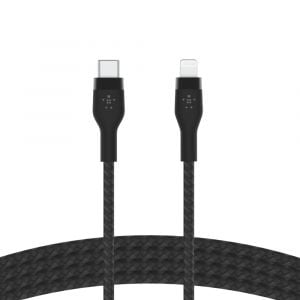 Belkin BOOST USB-C To Lightning Charge Cable, 3m, Silicone, Black - CAA009bt3MBL