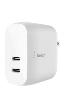 Belkin Wall Charger PD, 40W, Dual USB-C 20W , White - WCB006myWH