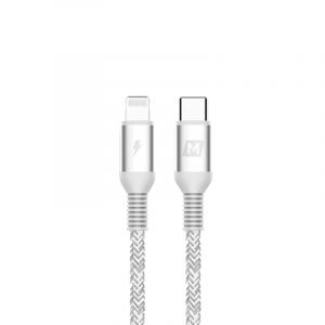 MOMAX Elite USB-C to Lightning - Nylon ,1.2 M, Silver - DL31S