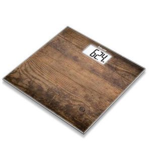Beurer Wood glass bathroom scale, 150 Kg, Large LCD Screen - GS203 WOOD