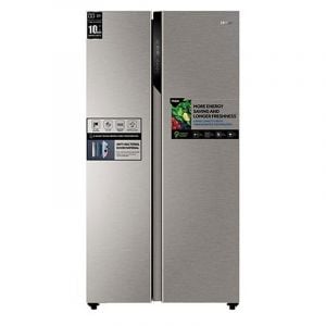 Haier Refrigerator Side by Side 2 doors, 17.8 feet, 504 L, Electronic Control Panel, inverter compressor, Gray - HRF-650SS