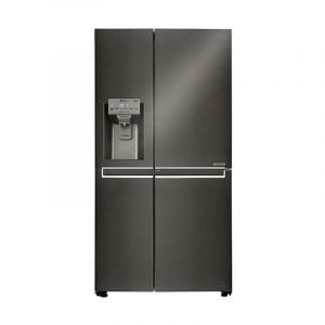 LG refrigerator Side by Side two doors , 21.2 feet, door indoor, hollow handle, LED lighting, Black steel - LS242JDBLN
