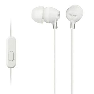 Sony MDR-EX15AP, In-Ear Earphones, Wired, In-line Microphone, White