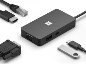 Microsoft USB-C Travel Hub, HDMI, VGA, USB A, USB C and Ethernet Ports, Black - SWV-00010