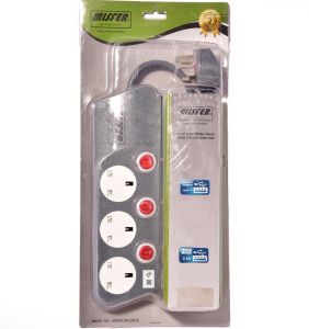 Misfer Socket 3 Outlet, 5meters length, Gray - MSFEX3W53M5G