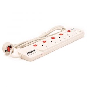 Misfer Socket 5 Outlet, 3meters length, White - MSFEX5W55M3W