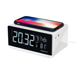 Momax Q.Clock Digital Clock with Wireless Charging ,WhITE - QC1UKW