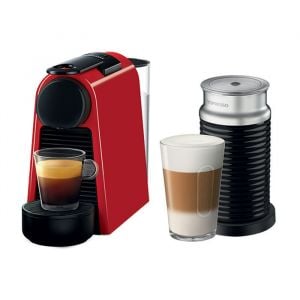 Nespresso Essenza Mini Coffee Machine 0.6L, Whisk, Red - D030RE + 3694BK