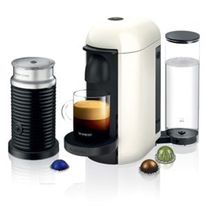 Nespresso Coffee Machine VertuoPlus, Making Creamy coffee, Whisk, White - GCB2-GB-WH-NE1+3694BK