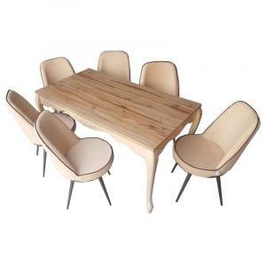 Dining Table with 6 Chairs - Piano Cappaccino