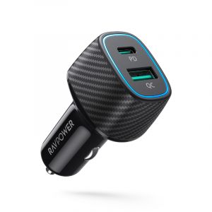 RAVPower Car Charger 48W Dual Port QC3.0 Car Charger, Black - RP-VC009