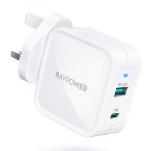 RAVPower Wall Charger Combo UK 2-in-1 PD, 20 W, White - RP-PC155 WHT | Blackbox