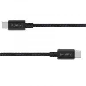 Rukini Nylon Braided USB-C To USB-C Cable 1m, Black - RCTOC1M-B