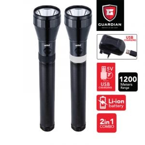 Sanford 2 in 1 Combo LED Rechargeable Flash Light With USB Port - SF6302SLC - Blackbox