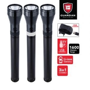 Sanford 3 in 1 Combo LED Rechargeable Flash Light With USB Port  - SF6305SLC - Blackbox