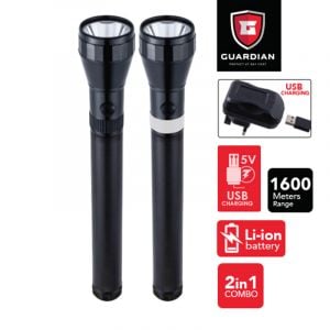 Sanford 2 in 1 Combo LED Rechargeable Flash Light With USB Port  - SF6351SLC BS - Blackbox