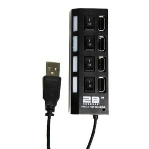 2B USB 2.0 Hub 4 ports each with separate switch - Black-US-17-8